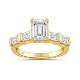 LADIES RING 3 1/4CT ROUND/EMERALD DIAMOND 14K YELLOW GOLD (CENTER STONE EMERALD DIAMOND 2.00CT)