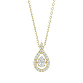 LADIES DANCING DIAMOND PENDANT WITH CHAIN 3/4CT ROUND DIAMOND 14K YELLOW GOLD (CENTER STONE PEAR DIAMOND 1/2CT)