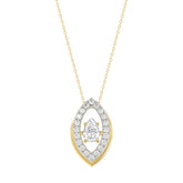 LADIES DANCING DIAMOND PENDANT WITH CHAIN 3/4CT ROUND/PEAR DIAMOND 14K YELLOW GOLD (CENTER STONE PEAR DIAMOND 1/2CT)