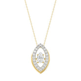 LADIES DANCING DIAMOND PENDANT WITH CHAIN 3/4CT ROUND/PEAR DIAMOND 14K YELLOW GOLD (CENTER STONE PEAR DIAMOND 1/2CT)