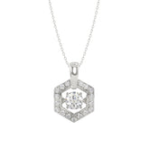 LADIES DANCING DIAMOND PENDANT WITH CHAIN 1/2CT ROUND DIAMOND 14K WHITE GOLD (CENTER STONE ROUND DIAMOND 1/3CT)