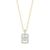 LADIES DANCING DIAMOND PENDANT WITH CHAIN 3/4CT ROUND/EMERALD DIAMOND 14K YELLOW GOLD (CENTER STONE EMERALD DIAMOND 1/2CT)