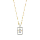 LADIES DANCING DIAMOND PENDANT WITH CHAIN 3/4CT ROUND/EMERALD DIAMOND 14K YELLOW GOLD (CENTER STONE EMERALD DIAMOND 1/2CT)