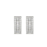 LADIES HOOP EARRINGS 3/8CT ROUND/BAGUETTE DIAMOND 14K WHITE GOLD