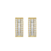 Classic 10K Yellow Gold Round & Baguette Lab Grown Diamond ladies Hoop Earrings 1/2CT (Color F-G -Clarity VS1/VS2)