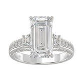 Luxury 14K White Gold Ladies Diamond Ring 4.00CT Round, Emerald & Baguette Diamonds with 3.00CT Emerald Center stone (Color F-G -Clarity VS1/VS2)