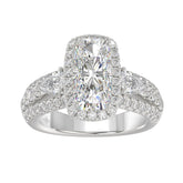 Ladies 14K White Gold 3 1/2CT Featuring Fashion Ring with Round, Pear & Cushion Diamond 2.00CT Cushion Center stone (Color F-G -Clarity VS1/VS2)