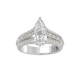 21K PLATINUM LADIES RING 2 3/4CT ROUND/PEAR/BAGUETTE DIAMOND (CENTER STONE PEAR DIAMOND 2CT)