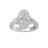 21K PLATINUM LADIES RING 3 1/4CT ROUND/OVAL/TRAPEZOID/BAGUETTE DIAMOND (CENTER STONE OVAL DIAMOND 2CT)