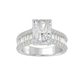14K WHITE GOD 1 1/4CT ROUND/BAGUETTE/RADIANT DIAMOND SEMI MOUNT LADIES RING (CENTER STONE RADIANT DIAMOND 4.00CT)