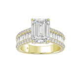 14K WHITE GOLD 1 1/4CT ROUND/BAGUETTE/RADIANT DIAMOND LADIES RING (CENTER STONE RADIANT DIAMOND 4CT)