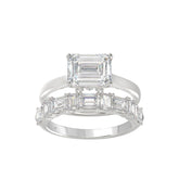 LADIES BRIDAL SET 3 1/2CT ROUND/EMERALD DIAMOND 14K WHITE GOLD (CENTER STONE EMERALD DIAMOND 2.00CT)