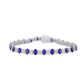 14K WHITE GOLD 10 3/8CT ROUND/TANZANITE OVAL DIAMOND LADIES BRACELET