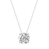 LADIES SOLITAIRE PENDANT WITH UNDER-PASS CHAIN 1 1/2CT ROUND DIAMOND 14K WHITE GOLD