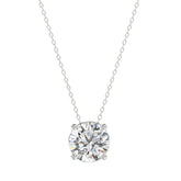 LADIES SOLITAIRE PENDANT WITH UNDER-PASS CHAIN 1 1/2CT ROUND DIAMOND 14K WHITE GOLD
