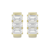 14K YELLOW GOLD 3.00CT EMERALD DIAMOND HOOPS EARRING