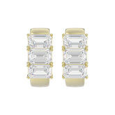 14K YELLOW GOLD 3.00CT EMERALD DIAMOND HOOPS EARRING