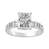 14K WHITE GOLD 3 1/2CT ROUND/BAGUETTE/RADIANT DIAMOND LADIES RING
