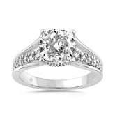 14K WHITE GOLD 2 1/2CT ROUND/CUSHION DIAMOND LADIES RING (CENTER STONE CUSHION DIAMOND 2CT)
