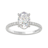 14K WHITE GOLD 2 1/5CT ROUND/OVAL DIAMOND LADIES RING (CENTER STONE OVAL DIAMOND 2CT)