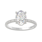 14K WHITE GOLD 2 1/5CT ROUND/OVAL DIAMOND LADIES RING (CENTER STONE OVAL DIAMOND 2CT)