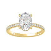 14K YELLOW GOLD 2 1/5CT ROUND/OVAL DIAMOND LADIES RING (CENTER STONE OVAL DIAMOND 2CT)