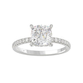 14K WHITE GOLD 2 1/4CT ROUND/CUSHION DIAMOND LADIES RING (CENTER STONE CUSHION DIAMOND 2CT)