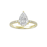 14K YELLOW GOLD 2 3/4CT ROUND/PEAR DIAMOND LADIES RING (CENTER STONE PEAR DIAMOND 2CT)