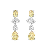 14K WHITE GOLD 3 1/2CT OVAL/PEAR DIAMOND LADIES EARRINGS (YELLOW PEAR DIAMOND 3/4CT/YELLOW OVAL DIAMOND 1/2CT)