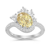 14K WHITE GOLD 2 1/4CT ROUND/MARQUISE/OVAL DIAMOND LADIES RING (CENTER STONE YELLOW OVAL DIAMOND 1 1/2CT)