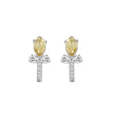 14K WHITE GOLD 1 1/2CT ROUND/PEAR/YELLOW PEAR DIAMOND LADIES EARRING