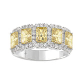 14K WHITE GOLD 3.00CT ROUND/RADIANT YELLOW DIAMOND LADIES RING