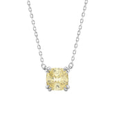 14K WHITE GOLD 1.00CT CUSHION YELLOW DIAMOND LADIES PENDANT