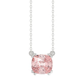 14K WHITE GOLD 1.00CT CUSHION PINK DIAMOND LADIES PENDANT