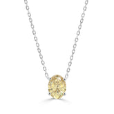 14K WHITE GOLD 1.00CT YELLOW OVAL DIAMOND LADIES NECKLACE