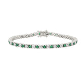 14K WHITE GOLD 5 3/8CT ROUND/EMERALD ROUND DIAMOND LADIES BRACELET (ROUND EMERALD 3CT)