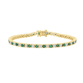 14K YELLOW GOLD 5 3/8CT ROUND/EMERALD ROUND DIAMOND LADIES BRACELET (ROUND EMERALD 3CT)