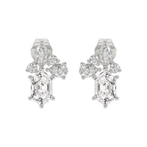 14K WHITE GOLD 1 1/2CT ROUND/MARQUISE/PEAR/HEXAGON STEP CUT LADIES EARRINGS