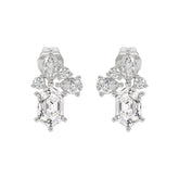 14K WHITE GOLD 1 1/2CT ROUND/MARQUISE/PEAR/HEXAGON STEP CUT LADIES EARRINGS