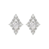 14K WHITE GOLD 1 1/4CT ROUND/BAGUETTE/KITE STEP CUT DIAMOND LADIES EARRINGS