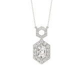 14K WHITE GOLD 1 1/2CT ROUND/HEZAGON DIAMOND STEP CUT DIAMOND LADIES PENDANT