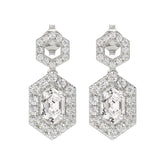 14K WHITE GOLD 2 1/4CT ROUND/KITE STEP CUT DIAMOND LADIES EARRINGS