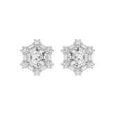 14K WHITE GOLD 1 1/4CT ROUND/BAGUETTE/HEZAGON STEP CUT DIAMOND LADIES EARRINGS