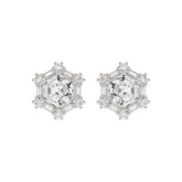 14K WHITE GOLD 1 1/4CT ROUND/BAGUETTE/HEXAGON STEP CUT DIAMOND LADIES EARRINGS
