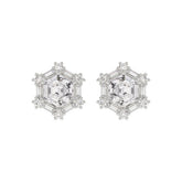 14K WHITE GOLD 1 1/4CT ROUND/BAGUETTE/HEZAGON STEP CUT DIAMOND LADIES EARRINGS