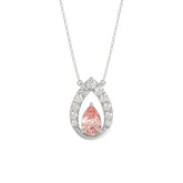 14K WHITE GOLD CRAFTED WITH 18K YELLOW GOLD BACK PLATE 1 1/2CT ROUND/PINK PEAR DIAMOND LADIES NECKLACE