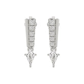 14K WHITE GOLD 3/4CT ROUND/KITE STEP CUT DIAMOND LADIES EARRINGS
