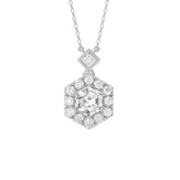 14K WHITE GOLD 1 1/2CT ROUND/HEXAGON DIAMOND LADIES PENDANT