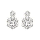 14KWHITE GOLD 2 1/4CT ROUND/HEXAGON STEP CUT DIAMOND LADIES EARRINGS