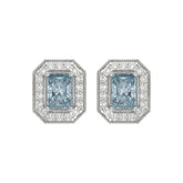 14K WHITE GOLD 1 1/4CT ROUND/BLUE RADIANT DIAMOND LADIES EARRING